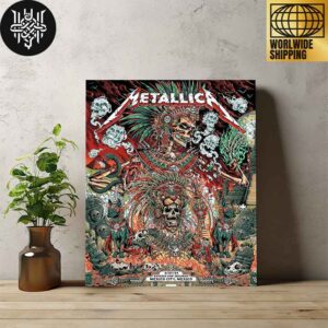 Metallica M72 World Tour At Estadio GNP Seguros Mexico City On September 27 2024 Native Skull Home Decor Poster Canvas