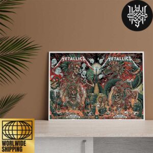 Metallica M72 World Tour At Estadio GNP Seguros Mexico City On September 27 And 29 2024 Native Skull And Dragon Home Decor Poster Canvas