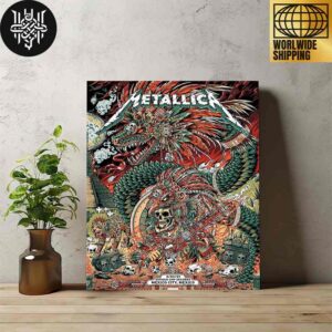 Metallica M72 World Tour At Estadio GNP Seguros Mexico City On September 29 2024 Native Skull And Dragon Home Decor Poster Canvas