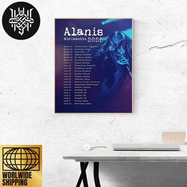 Alanis Morissette 2025 World Tour Dates Home Decor Poster Canvas