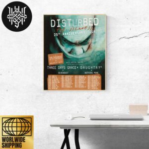 Disturbed The Sickness 25th Anniversary Tour Date 2025 Home Decor Poster Canvas