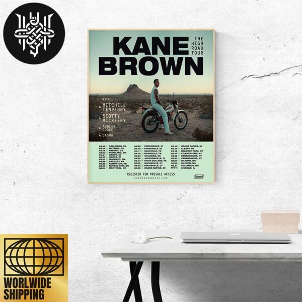 Kane Brown The High Road Tour Date 2025 Home Decor Poster Canvas