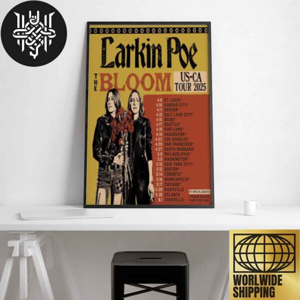 Larkin Poe The Bloom Tour US-CA 2025 Tour Dates Artwork Home Decor Poster Canvas