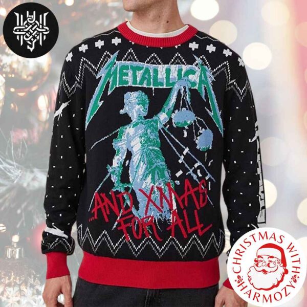 Metallica And Xmas For All Black And Red Color 2024 Ugly Christmas Sweater