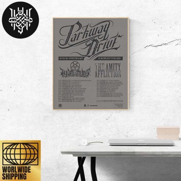 Parkway Drive 20 Year Anniversary Europe Tour 2025 Dates Home Decor Poster Canvas