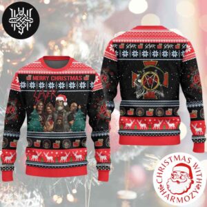 Slayer Band Merry Christmas With Xmas Patterns 2024 Ugly Christmas Sweater