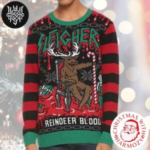 Slayer Reindeer Blood With Candy Cane Xmas Gifts 2024 Ugly Christmas Sweater