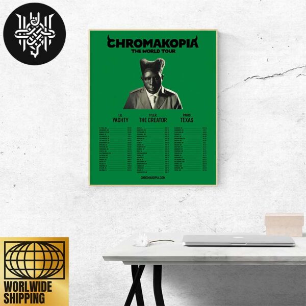 Tyler, the Creator Chromakopia World Tour Dates 2025 Feat Lil Yachty And Paris Texas Home Decor Poster Canvas