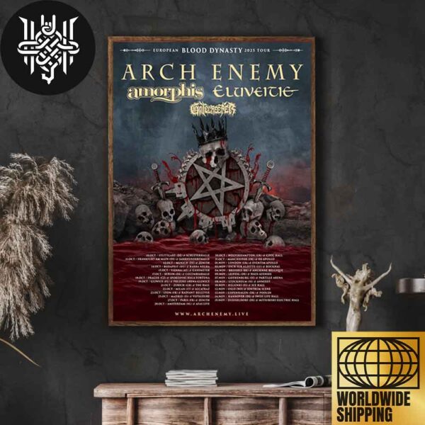 Arch Enemy European Blood Dynasty 2025 Tour Dates Artwork Home Decor Poster Canvas