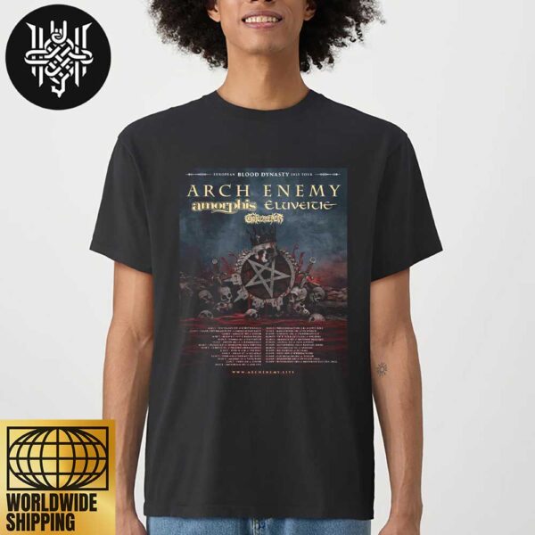 Arch Enemy European Blood Dynasty 2025 Tour Dates Artwork Unisex T-Shirt