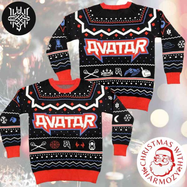 Avatar Band Logo With Signature Icons Xmas Gifts Ugly Christmas Sweater