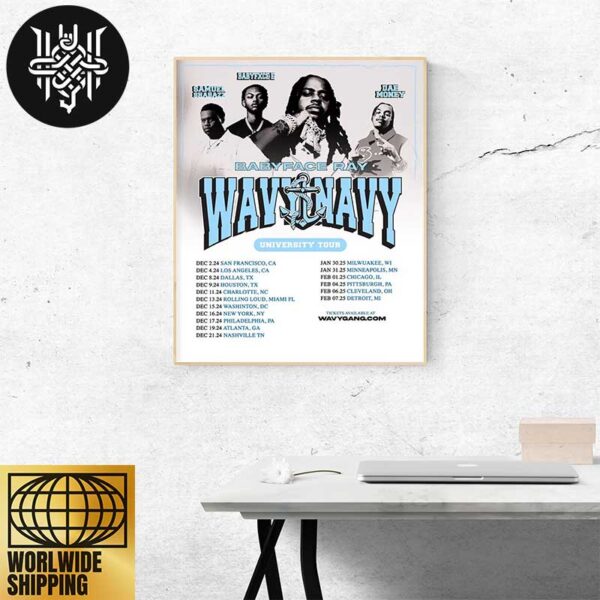 Babyface Ray Wavy Navy University Tour Dates Home Decor Poster Canvas