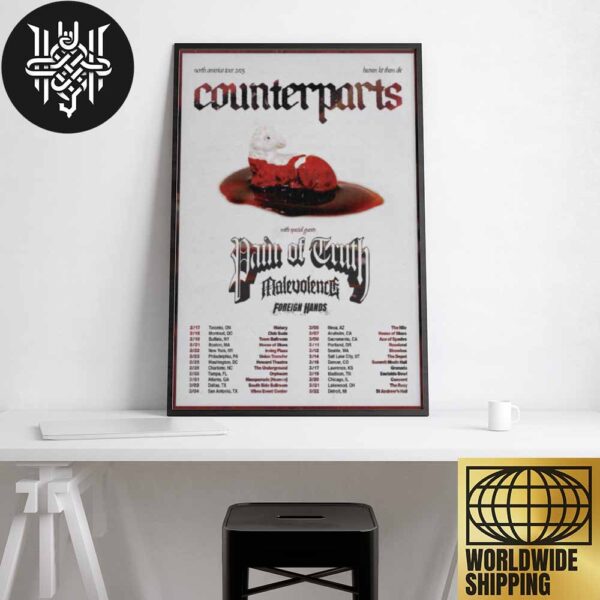 Counterparts Band The Heaven Let Them Die North American Tour Dates 2025 Artwork Home Decor Poster Canvas