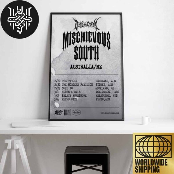 Denzel Curry Mischievous South World Tour 2025 Australia And New Zealand Tour Dates Artwork Home Decor Poster Canvas