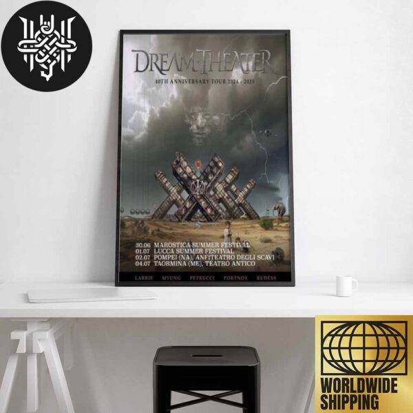 Dream Theater 40Th Anniversary Tour In Italy Summer 2025 Tour Dates Home Decor Poster Canvas