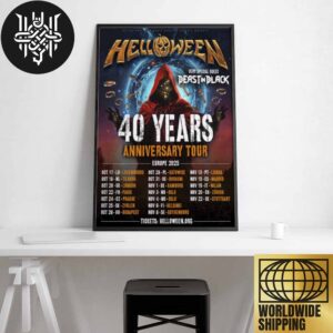 Helloween 40 Years Anniversary Tour Dates In Europe 2025 Home Decor Poster Canvas