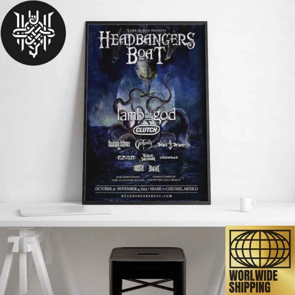 Lamb of God Headbangers Boat Lineup 2025 Artwork Home Decor Poster Canvas