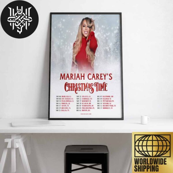 Mariah Carey 2024 Christmas Tour Dates Artwork Home Decor Poster Canvas