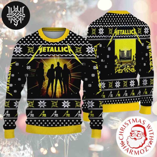 Metallica M72 Seasons Album Signature Yellow And Black Color Xmas Gifts 2024 Ugly Christmas Sweater