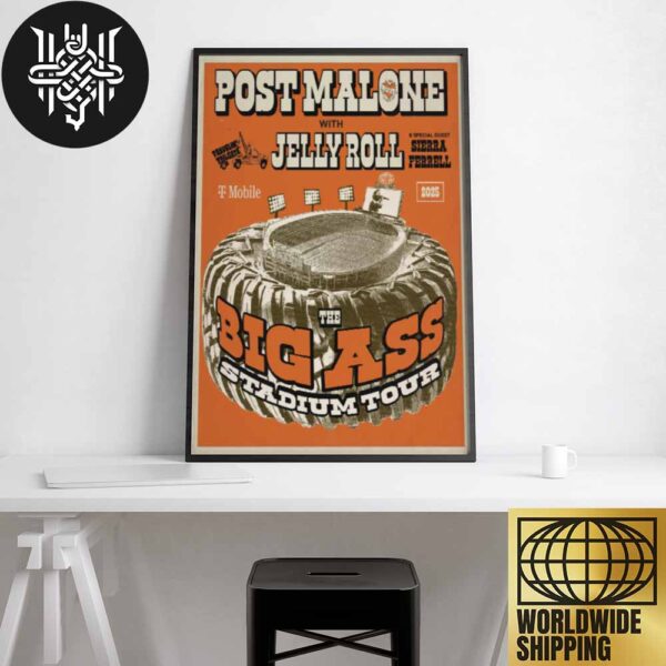 Post Malone The BIG ASS Stadium Tour 2025 Artwork Home Decor Poster Canvas