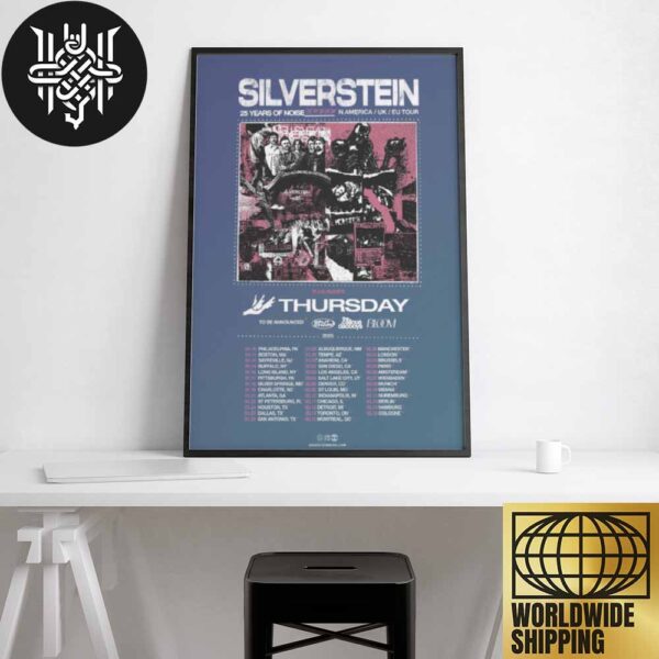 Silverstein 25 Years Of Noise North America And UK And EU Tour Dates 2025 Artwork Home Decor Poster Canvas