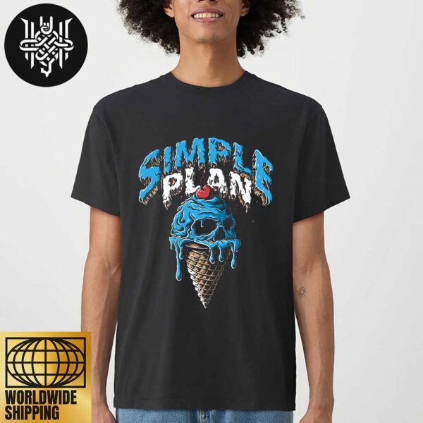 Simple Plan Blue Skull Ice Cream Artwork Unisex T-Shirt