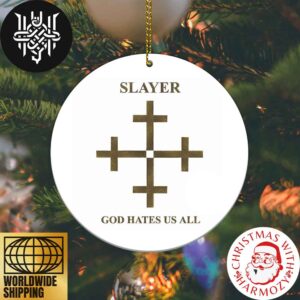 Slayer God Hates Us All Xmas Gifts 2024 Ceramic Christmas Ornament