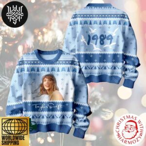 Taylor Swift 1989 Album Blue Color Xmas Gifts For Holiday 2024 Ugly Christmas Sweater