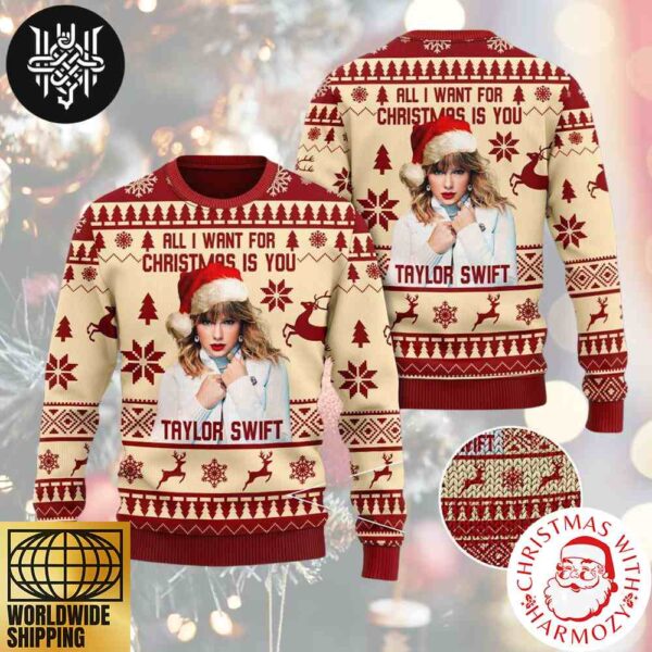 Taylor Swift All I Want For Christmas Is You Xmas Gifts 2024 Ugly Christmas Sweater