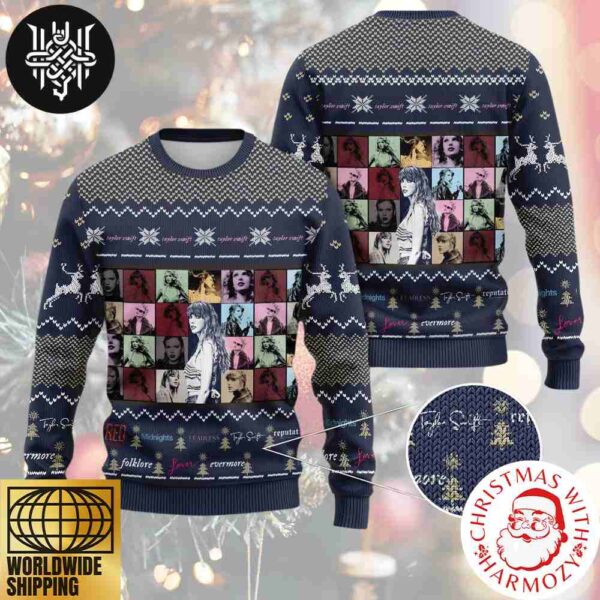 Taylor Swift Best Of Song The Eras Tour Cover Art Signature Xmas Gifts 2024 Ugly Christmas Sweater