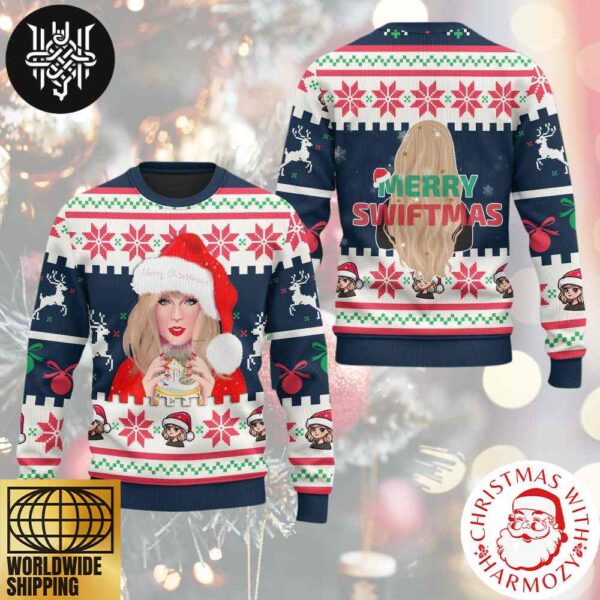 Taylor Swift Merry Christmas Swiftmas Adorable Xmas Pattern 2024 Ugly Christmas Sweater