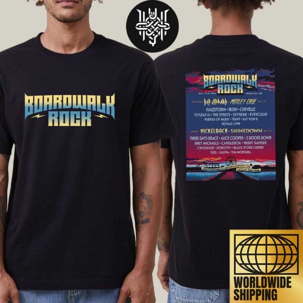 Boardwalk Rock Lineup At Ocean City MD On May 17-18 2025 Artwork Two Sides Unisex T-Shirt