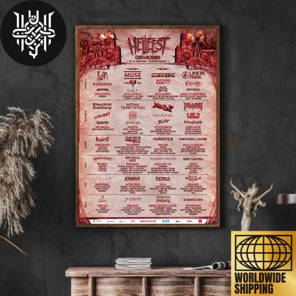 Hellfest Out Of Bounds Open Air Festival 2025 Lineup Artwork Home Decor Poster Canvas