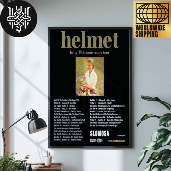 Helmet’s 2025 North American Betty 30th Anniversary Tour Dates Home Decor Poster Canvas