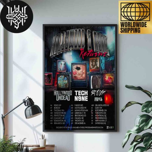 Hollywood And N9ne Returns In 2025 Tour Date Home Decor Poster Canvas