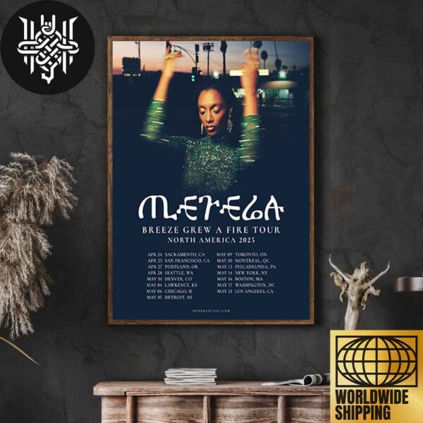 Mereba Breeze Grew A Fire Tour North America Tour Dates Artwork Home Decor Poster Canvas