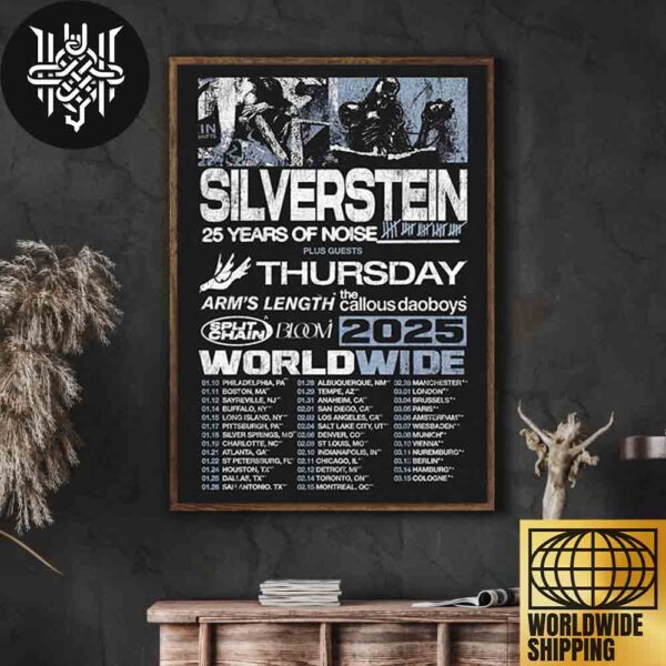 Silverstein 25 Years Of Noise Tour Dates 2025 Artwork Home Decor Poster Canvas