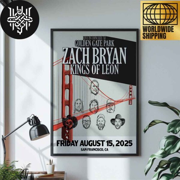 Zach Bryan And Kings Of Leon San At Francisco’s Golden Gate Park Concert On August 15 2025 Artwork Home Decor Poster Canvas